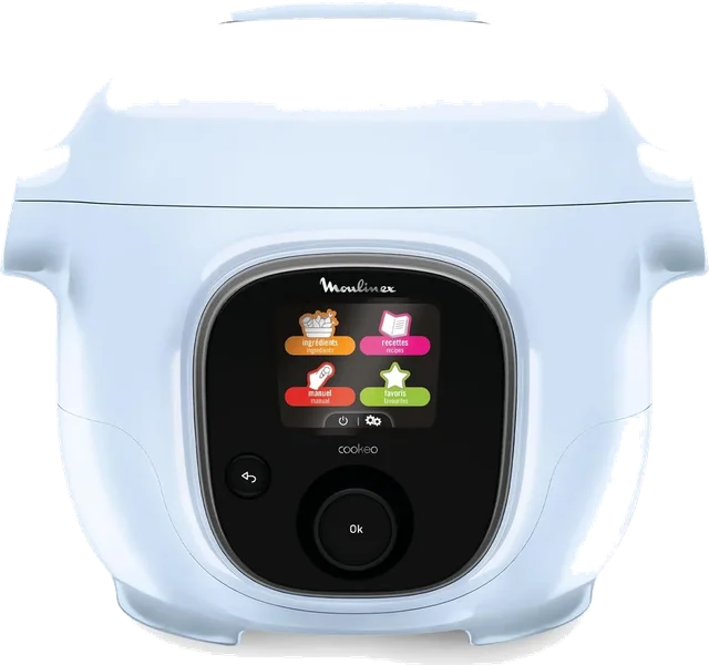 Multicuiseur compact Moulinex Cookeo Mini bleu clair avec écran couleur et molette Ok