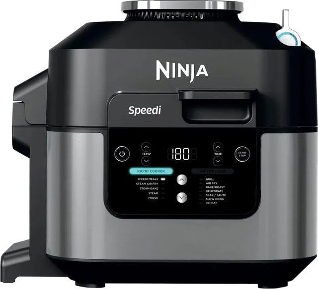 Multicuiseur rapide Ninja Speedi 10-en-1 noir et inox vu de face
