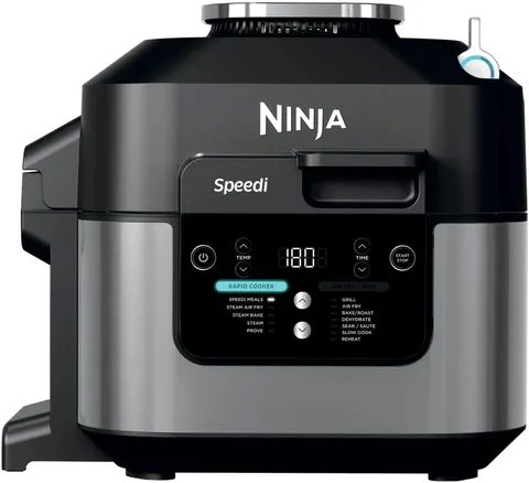 Multicuiseur rapide Ninja Speedi 10-en-1 noir et inox vu de face
